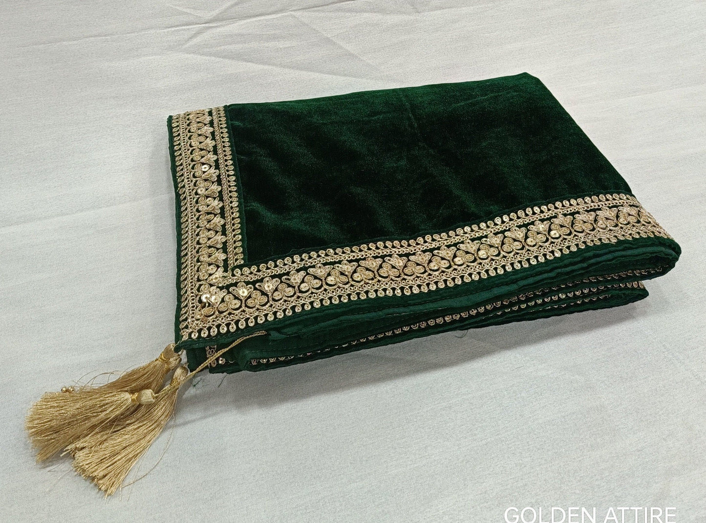 Green Velvet Groom Shawl: Indian Wedding Sherwani Dupatta