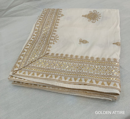 Ivory Wedding Shawl for Groom: Embroidered Indian Stole