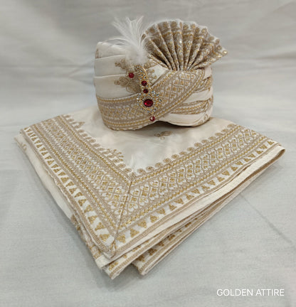 Ivory Wedding Shawl for Groom: Embroidered Indian Stole