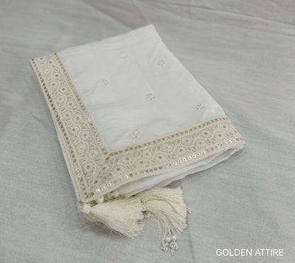White Wedding Shawl for Groom: Indian Sherwani Stole