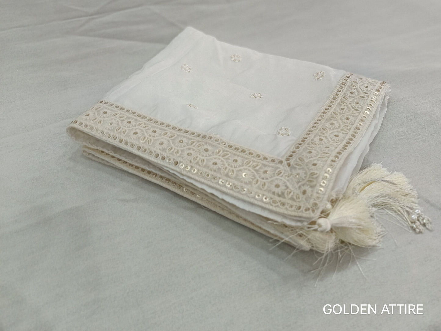 White Wedding Shawl for Groom: Indian Sherwani Stole