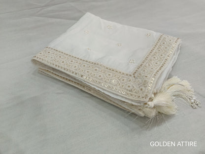 White Wedding Shawl for Groom: Indian Sherwani Stole
