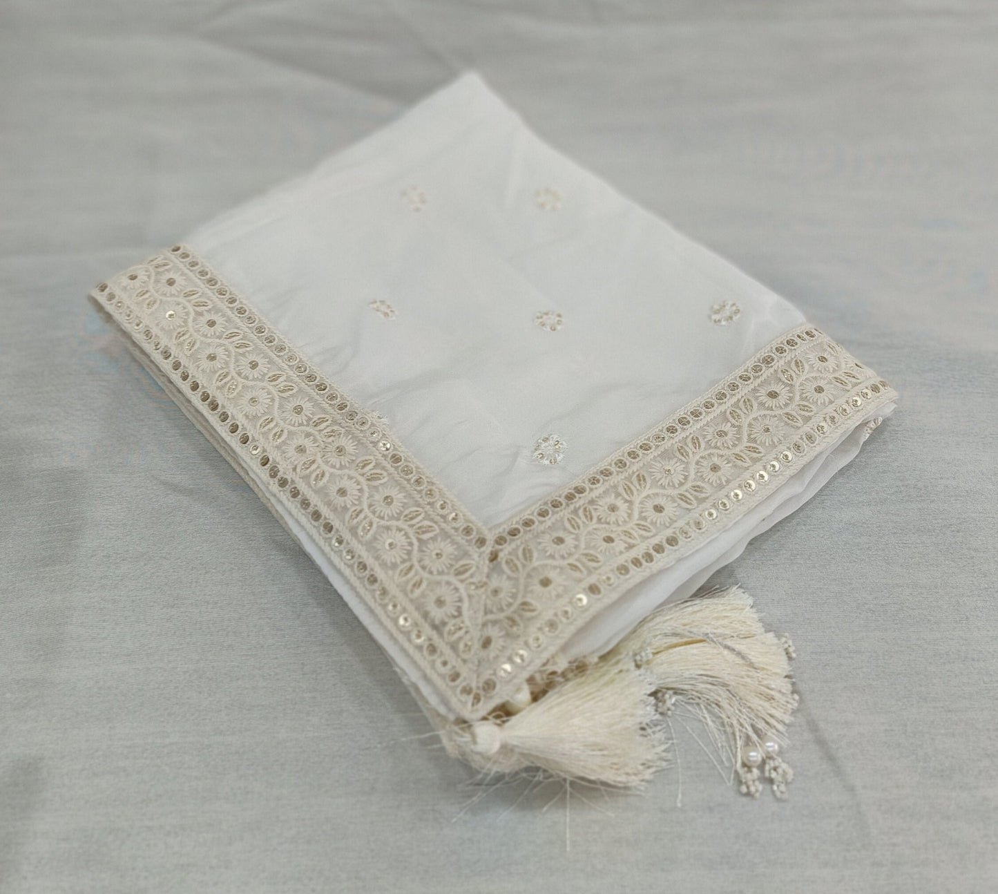 White Wedding Shawl for Groom: Indian Sherwani Stole