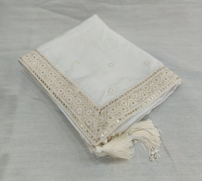 White Wedding Shawl for Groom: Indian Sherwani Stole