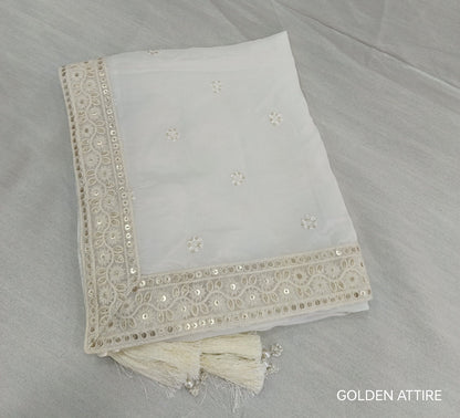 White Wedding Shawl for Groom: Indian Sherwani Stole