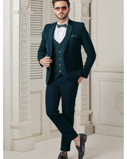 Green Suit for Men: Ethnic Wedding 2-Piece, Bespoke Style