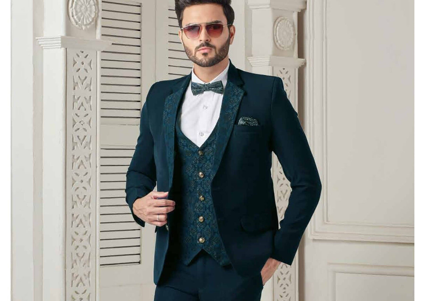 Green Suit for Men: Ethnic Wedding 2-Piece, Bespoke Style