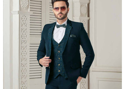 Green Suit for Men: Ethnic Wedding 2-Piece, Bespoke Style