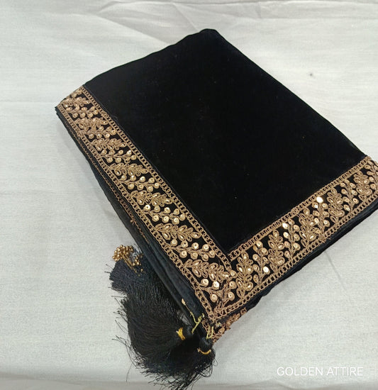 Black Sherwani Shawl, Indian Groom Wedding Dupatta