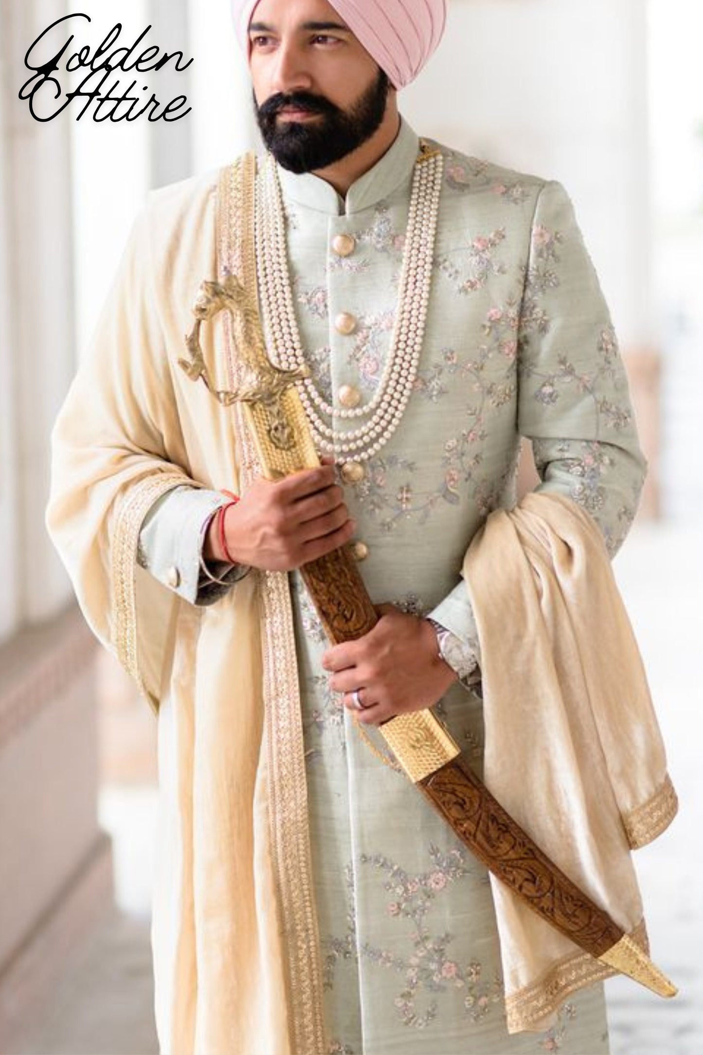 Green Sherwani for Groom: Light Wedding Dress