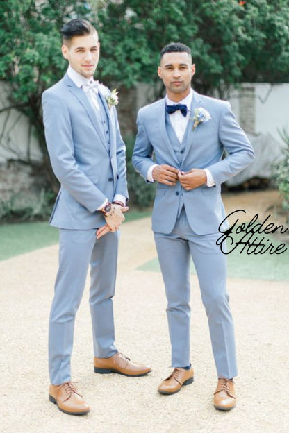 Blue 3-Piece Suit: Slim Fit One Button Tuxedo, Wedding Groom Suit