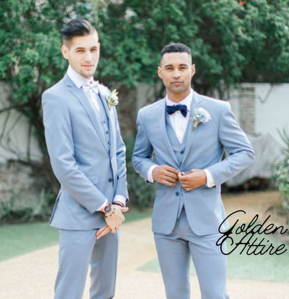 Blue 3-Piece Suit: Slim Fit One Button Tuxedo, Wedding Groom Suit