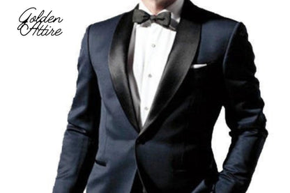 Navy Blue Tuxedo Suit: Slim Fit Wedding Groom Suit