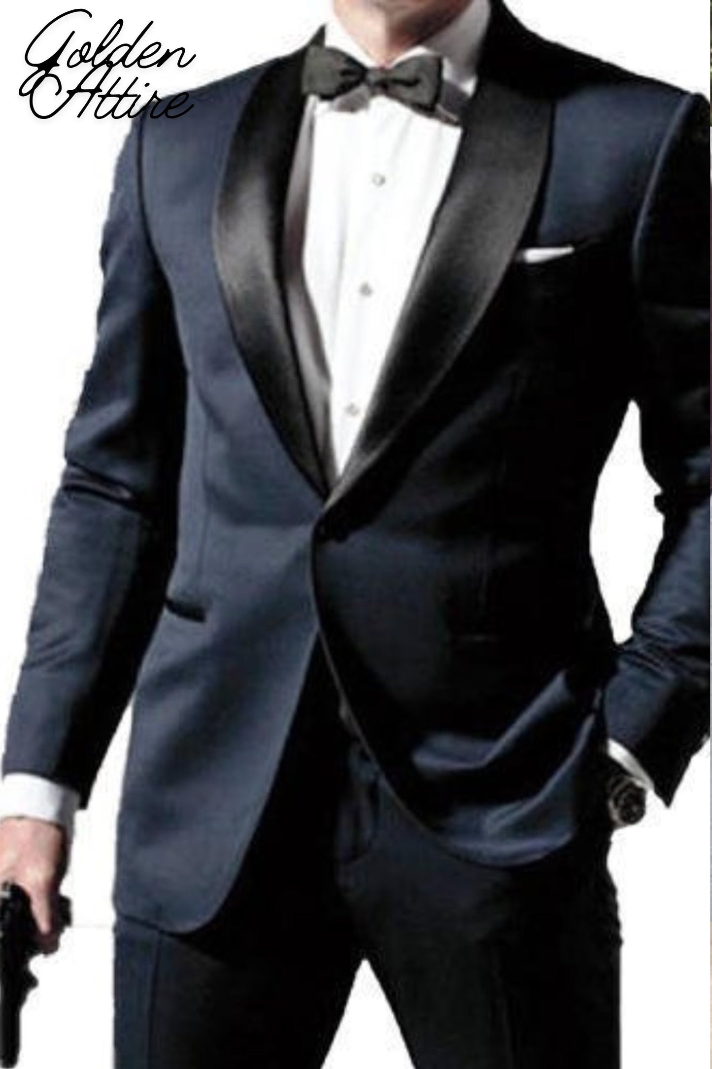 Navy Blue Tuxedo Suit: Slim Fit Wedding Groom Suit