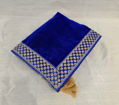 Royal Blue Velvet Groom Shawl: Indian Wedding Sherwani Dupatta