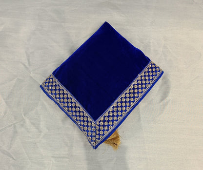 Royal Blue Velvet Groom Shawl: Indian Wedding Sherwani Dupatta