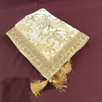 Cream Wedding Shawl for Groom: Embroidered Sherwani Dupatta