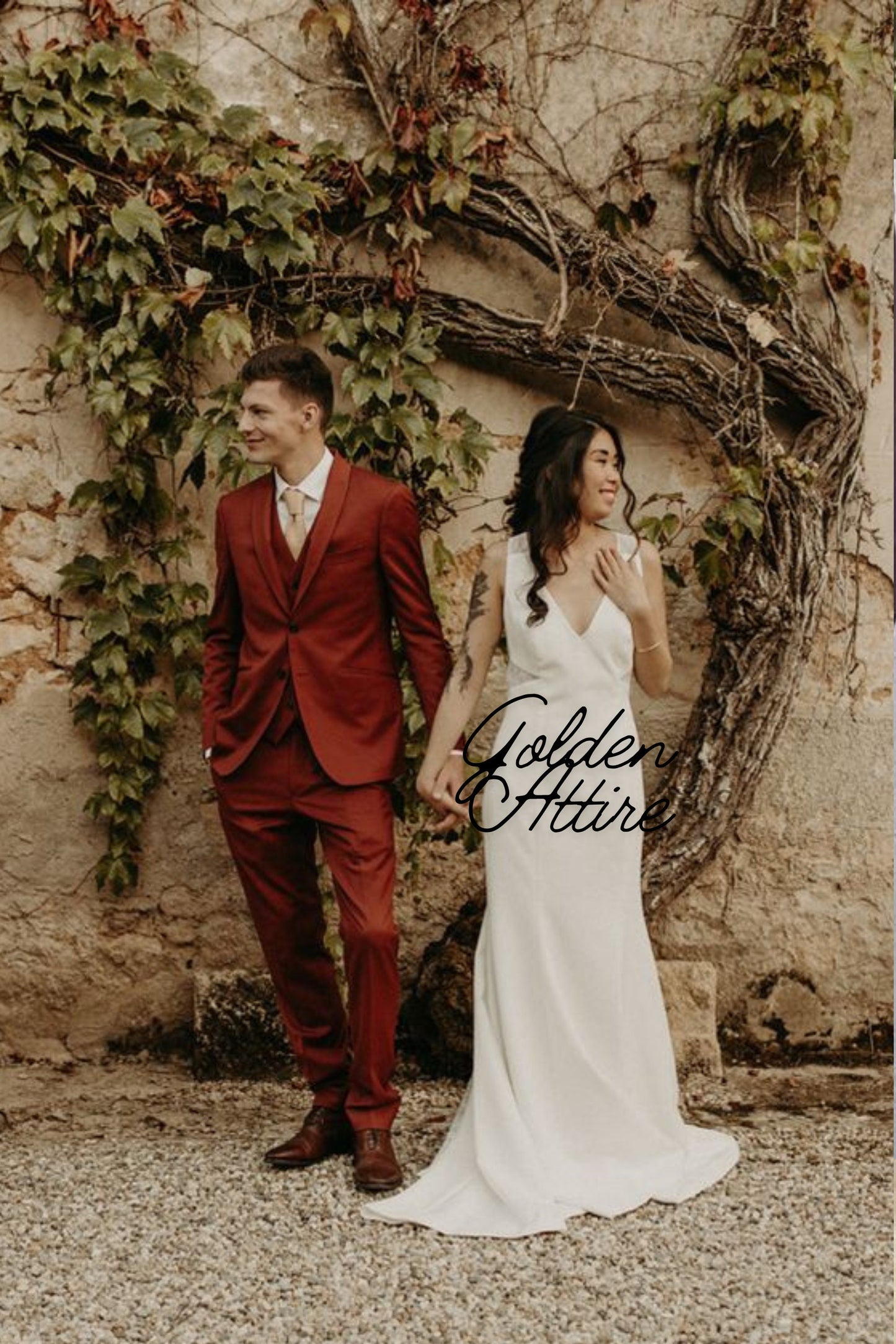 Terracotta Men's Suit: Luxury 3-Piece Ethnic Wedding Groom Wear