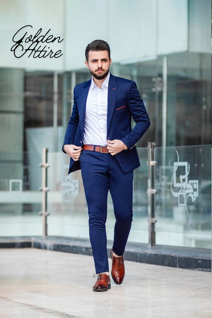 Navy Blue Suit: Men's Slim Fit 2-Piece Formal Fashion