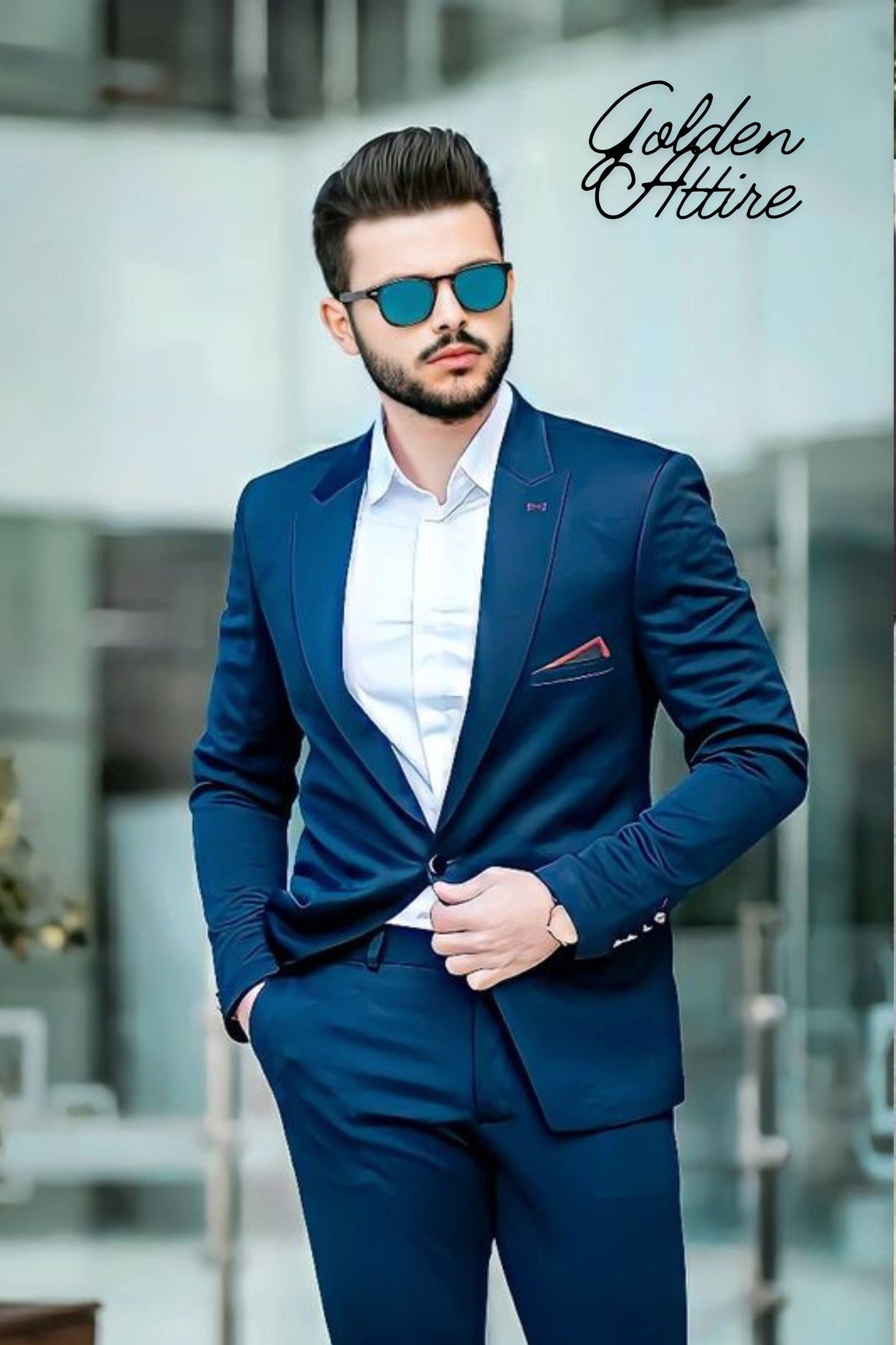 Navy Blue Suit: Men's Slim Fit 2-Piece Formal Fashion