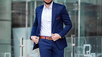 Navy Blue Suit: Men's Slim Fit 2-Piece Formal Fashion