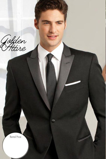 Slim Fit Black 3-Piece Suit: One Button Dinner Wedding Groom Suit