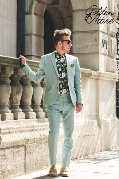 Sage Green Suit: Custom Three Piece Wedding Suit for Men