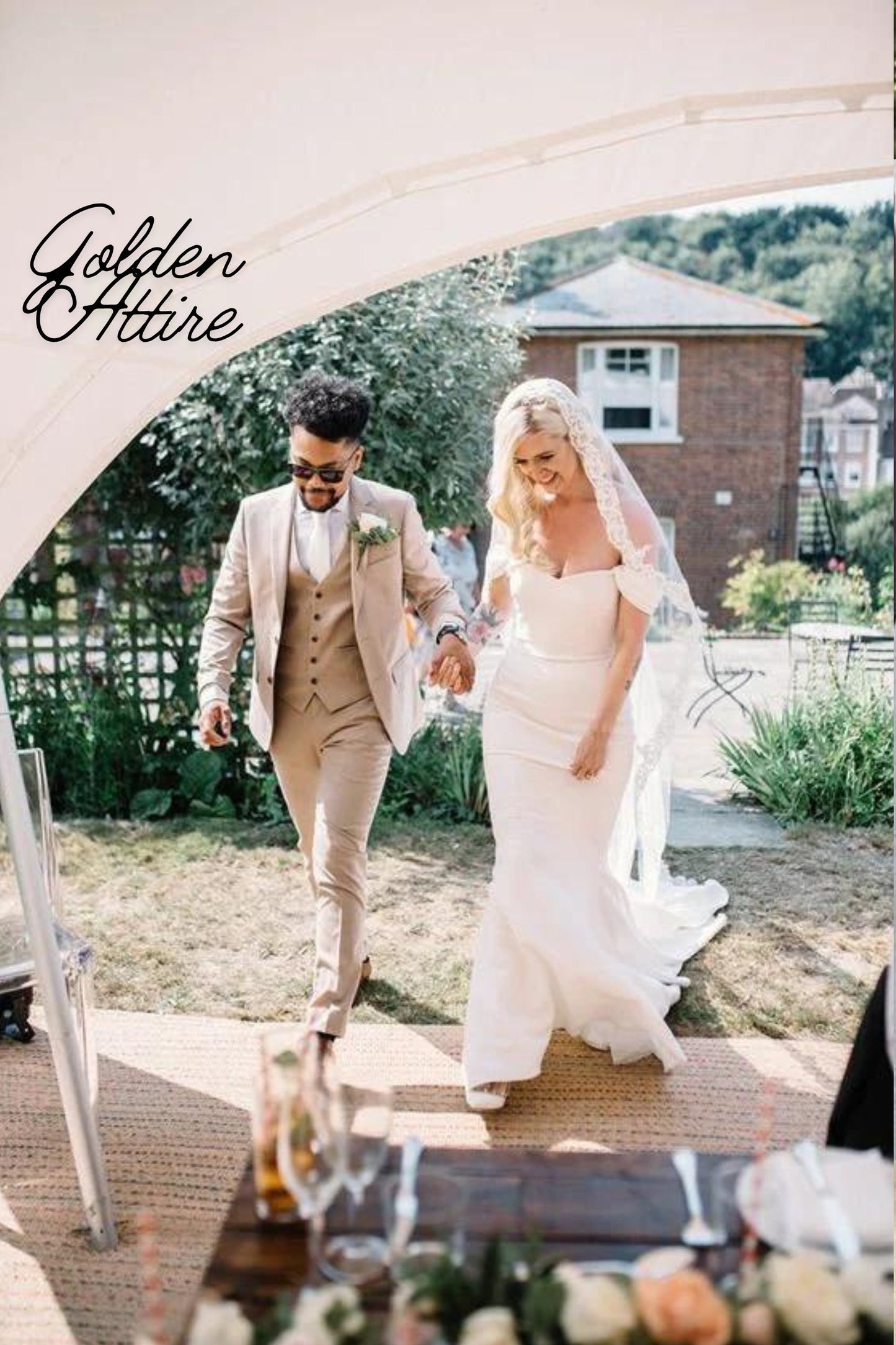 Beige Linen Suit Men, Slim Fit 3 Piece Wedding Tuxedo