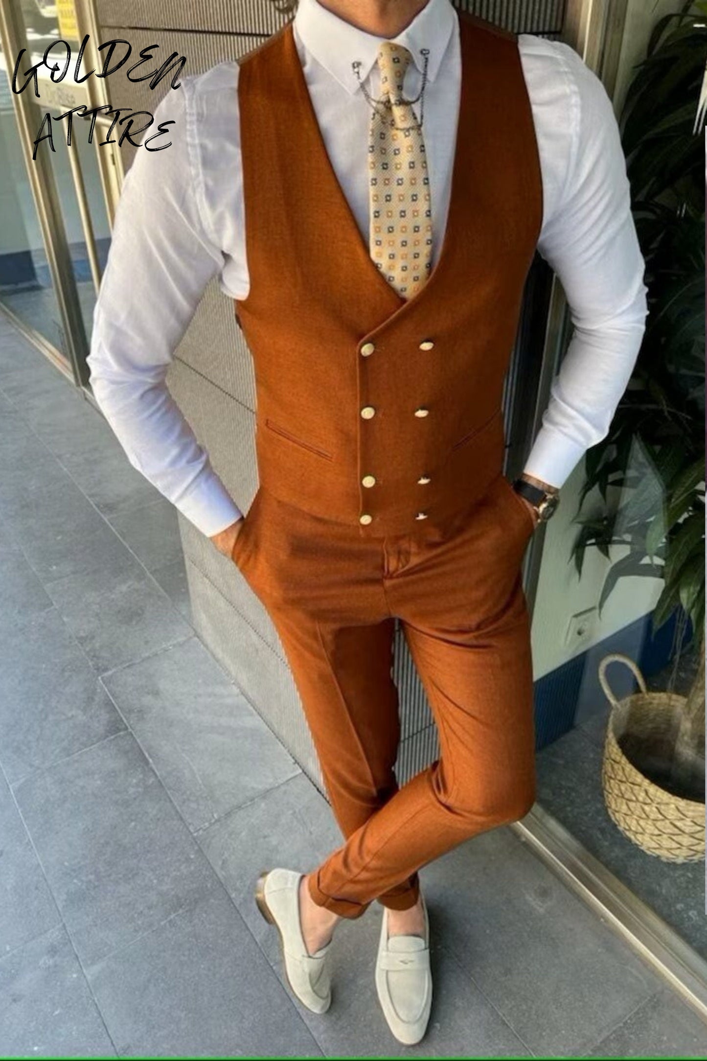 Rust Three Piece Suit: Terracotta Wedding Tuxedo
