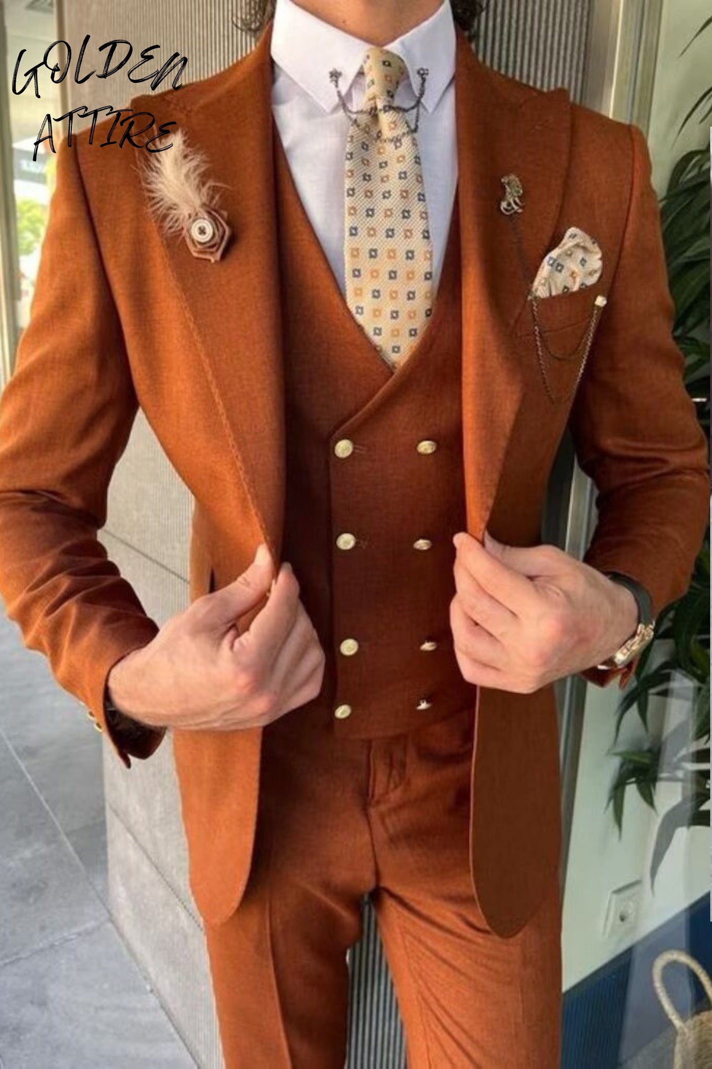 Rust Three Piece Suit: Terracotta Wedding Tuxedo
