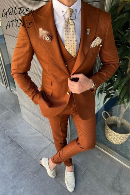 Rust Three Piece Suit: Terracotta Wedding Tuxedo