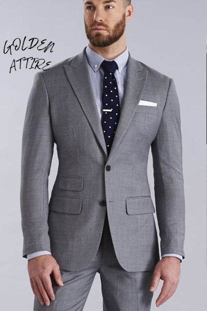 Grey Two-Piece Suit: Slim Fit Custom Wedding Suit