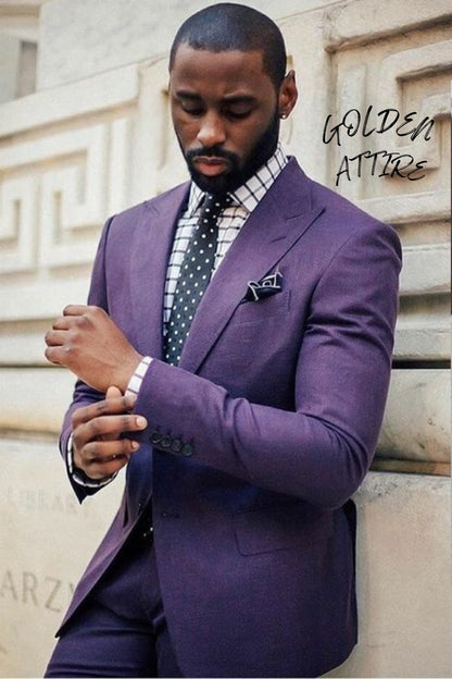Purple Suit for Men: 2-Piece Dinner Wedding Groom Suit