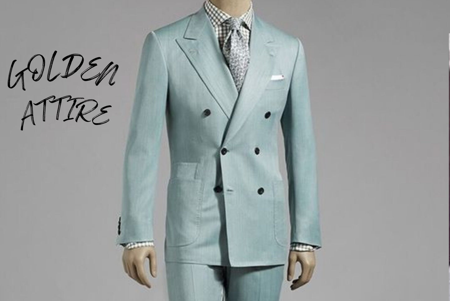Green Double Breasted Suit: Custom 2-Piece Wedding Groom Tuxedo