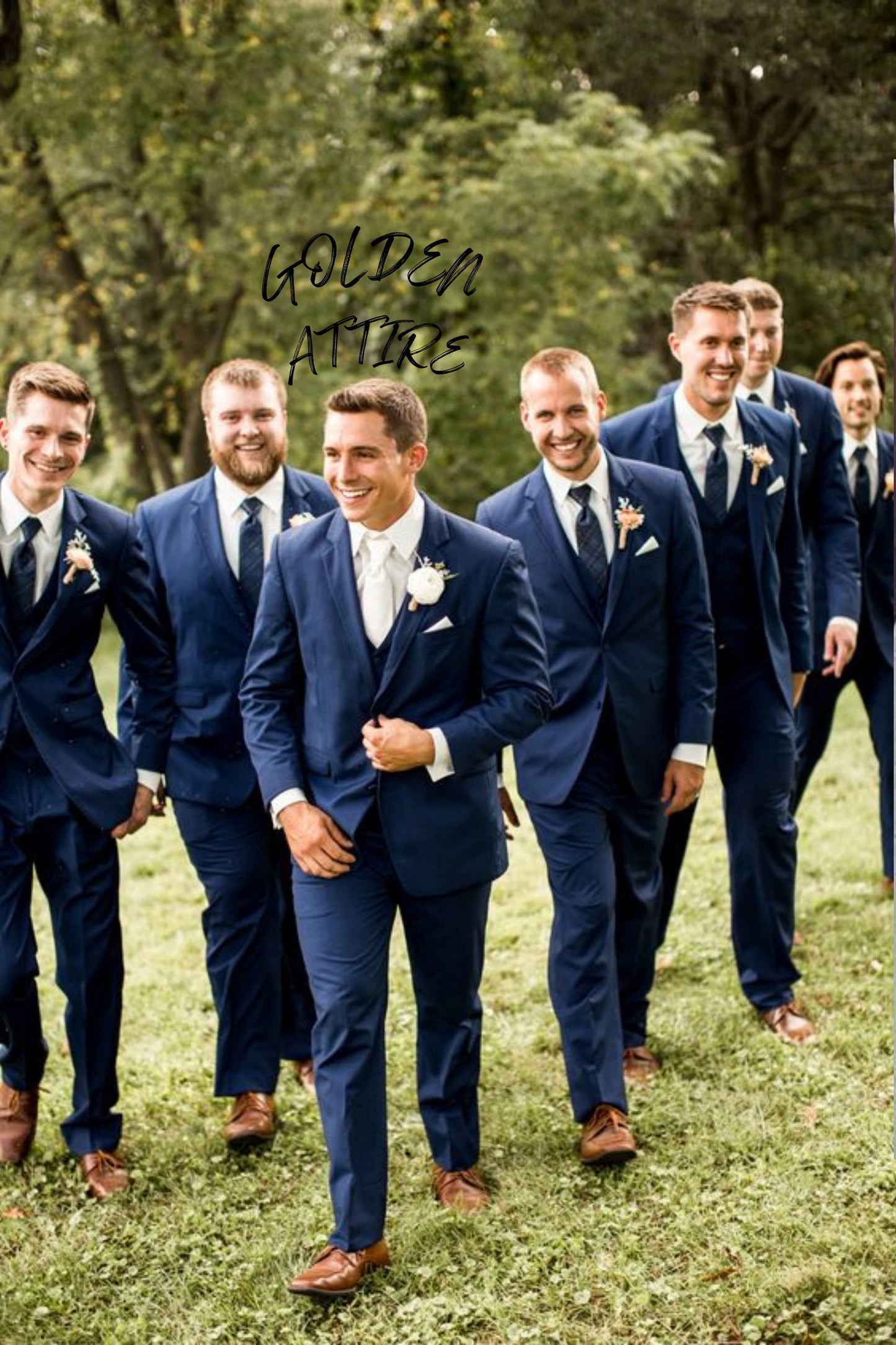 Blue Two-Piece Suit: Luxury Wedding Groom/Groomsmen Wear
