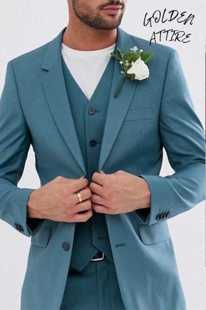 Green 3 Piece Suit: Wedding Groom Bespoke Suit