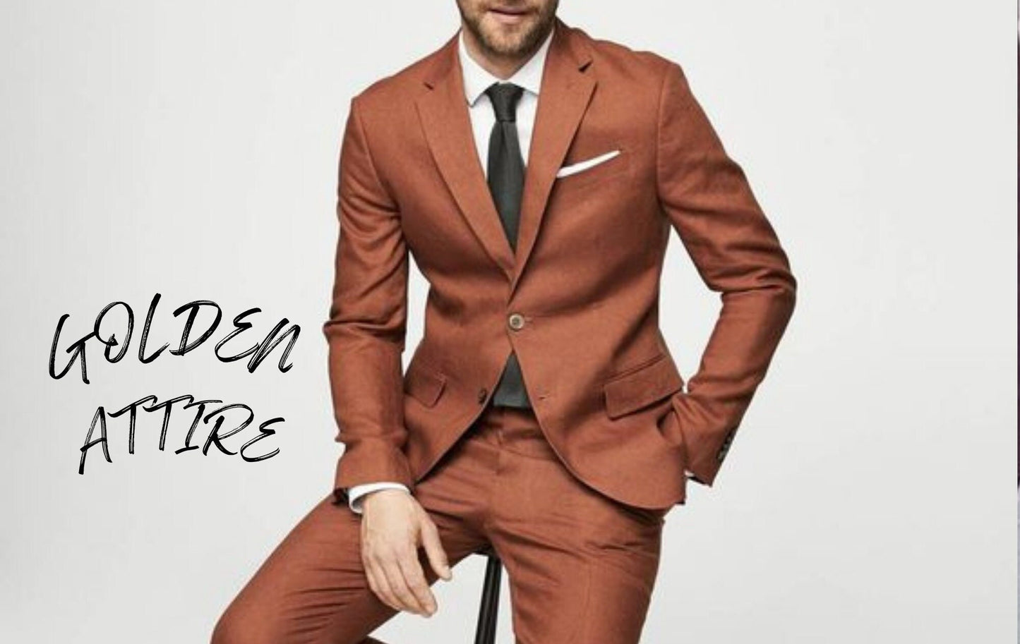 Terracotta Suit for Men, Luxury Two-Piece Rust Wedding Suit