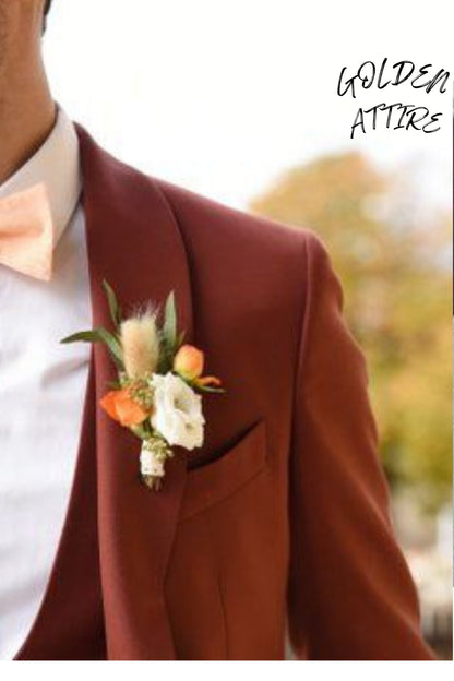 UK & US - 2 Piece Rust suits, Men's Suit,