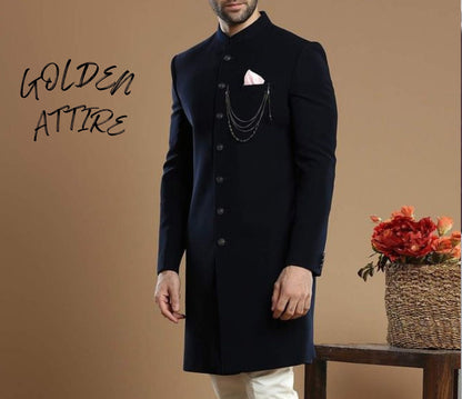 Blue & Black Indo Western Sherwani, Groom Outfit