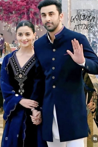 Blue Sherwani, Wedding Groom Indo Western Outfit