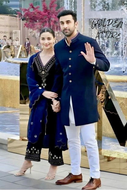 Blue Sherwani, Wedding Groom Indo Western Outfit