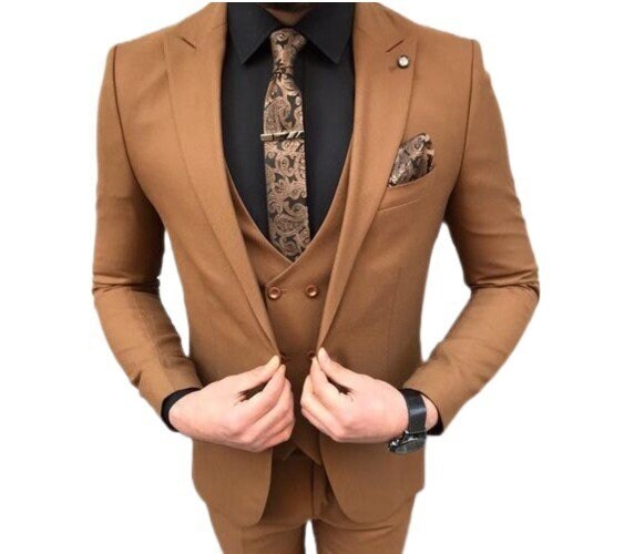 Rust Brown 3 Piece Suit: Bespoke Wedding Groom Suit
