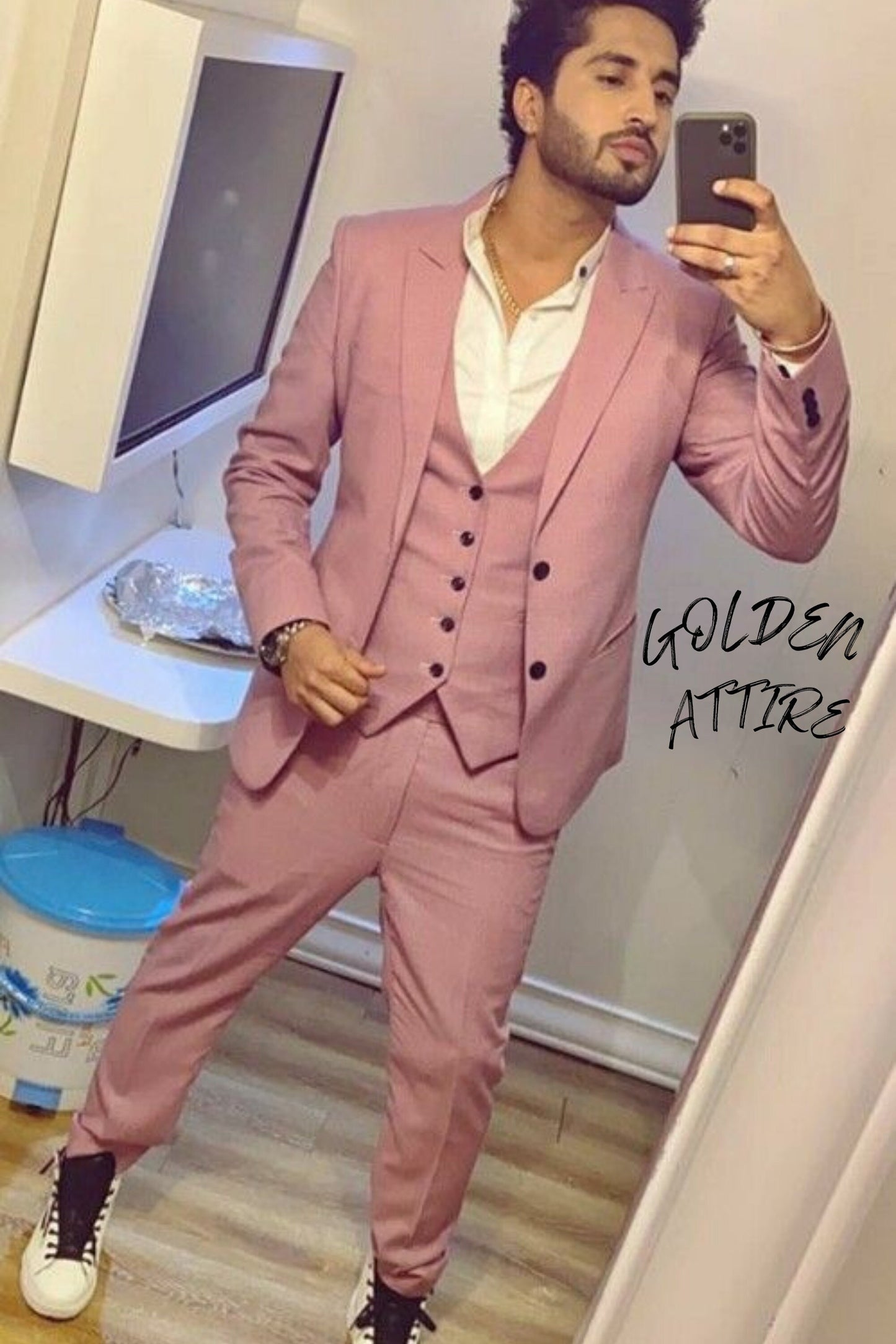Dusty Rose 3-Piece Suit, Slim Fit Wedding Suit, Bespoke Groom Attire