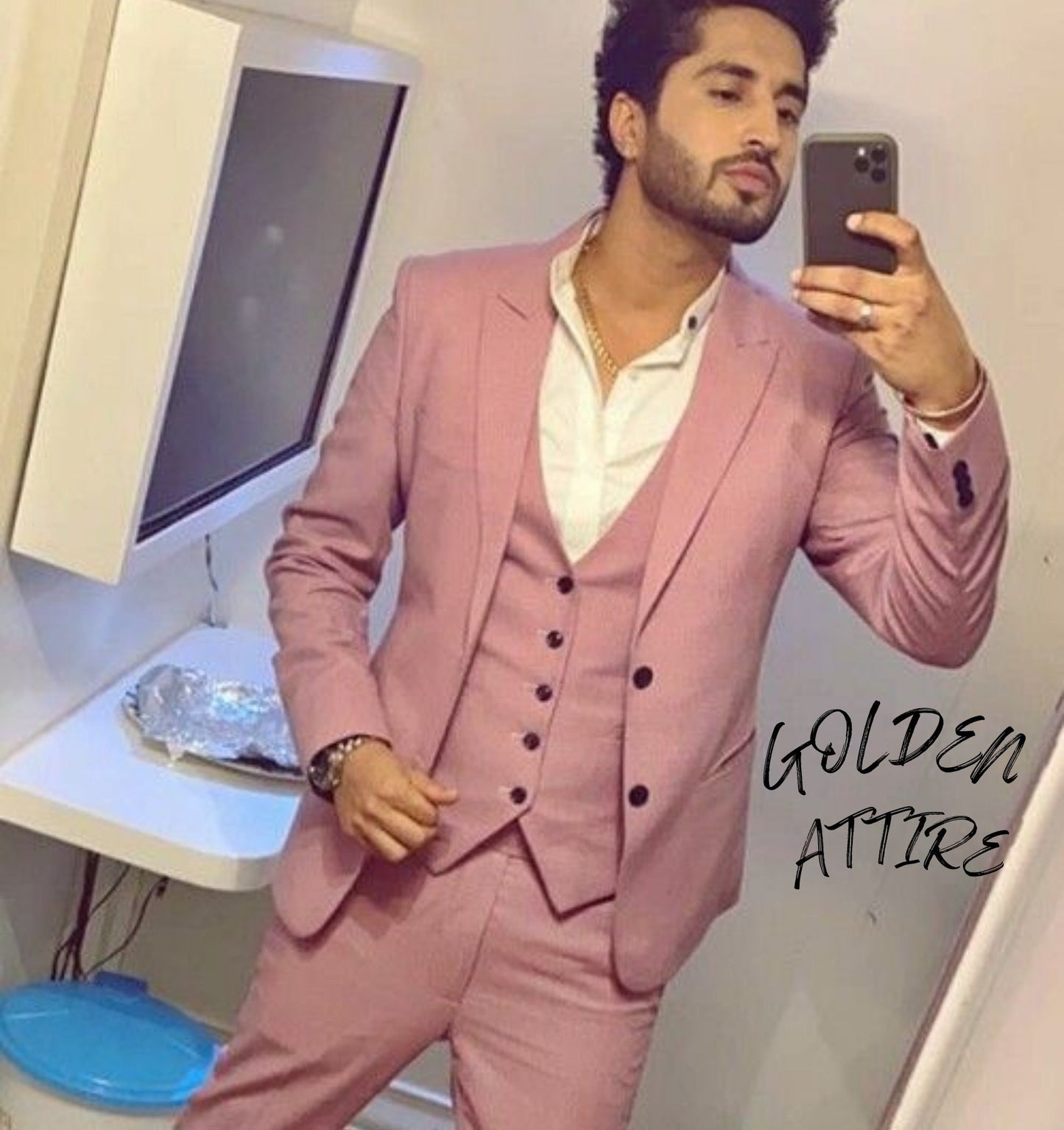 Dusty Rose 3-Piece Suit, Slim Fit Wedding Suit, Bespoke Groom Attire