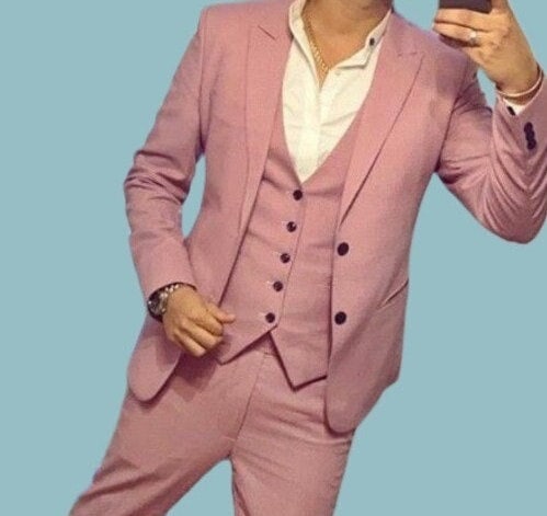 Dusty Rose 3-Piece Suit, Slim Fit Wedding Suit, Bespoke Groom Attire