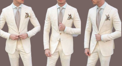 Beige Suit for Men: Two-Button Wedding Groom Suit