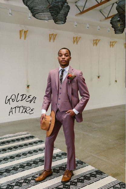 Dusty Rose Men's Suit: Stylish Three Piece Wedding Groom Suit