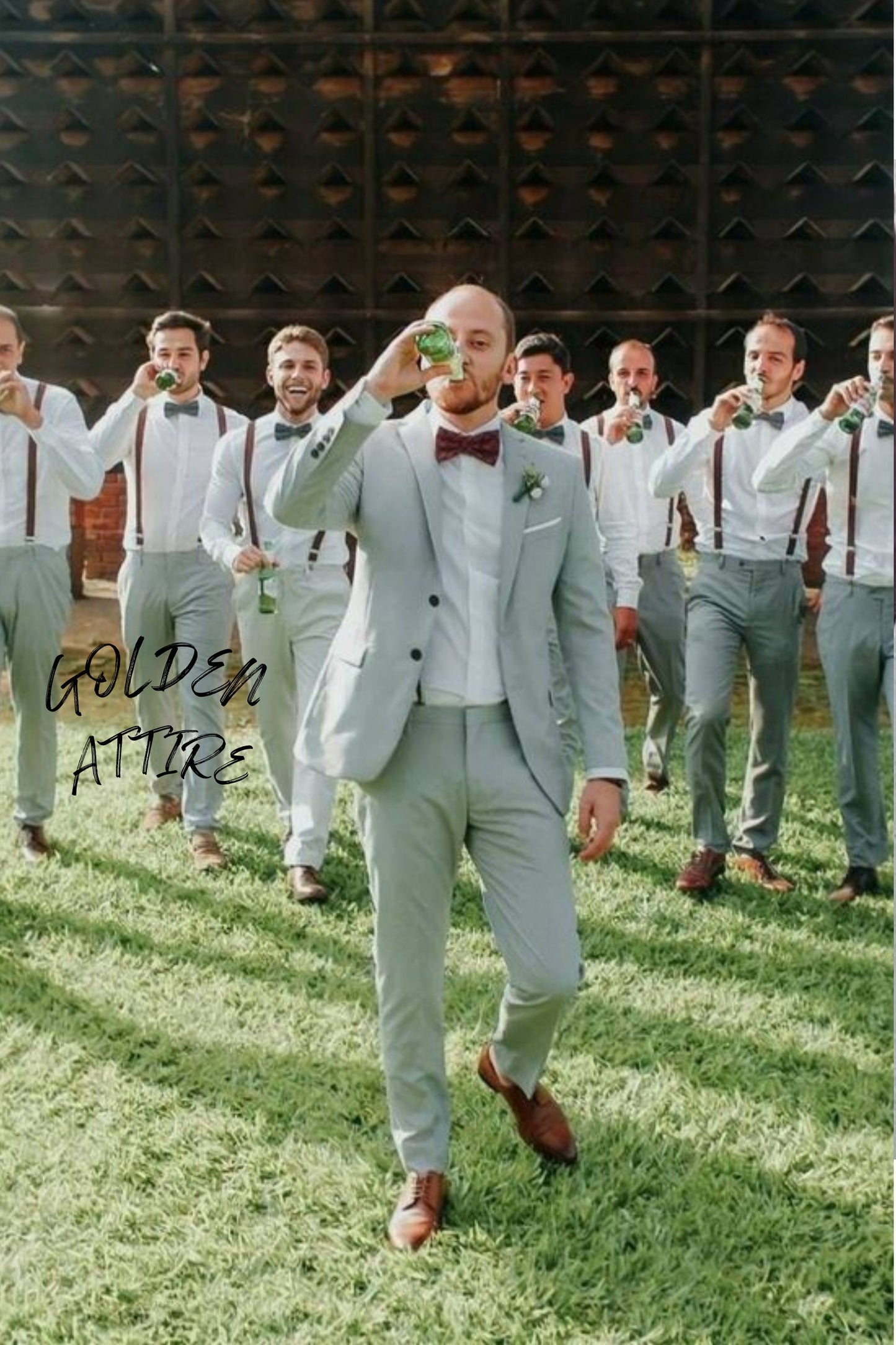 Sage Green Two-Button Suit, Stylish Wedding Groom Suit