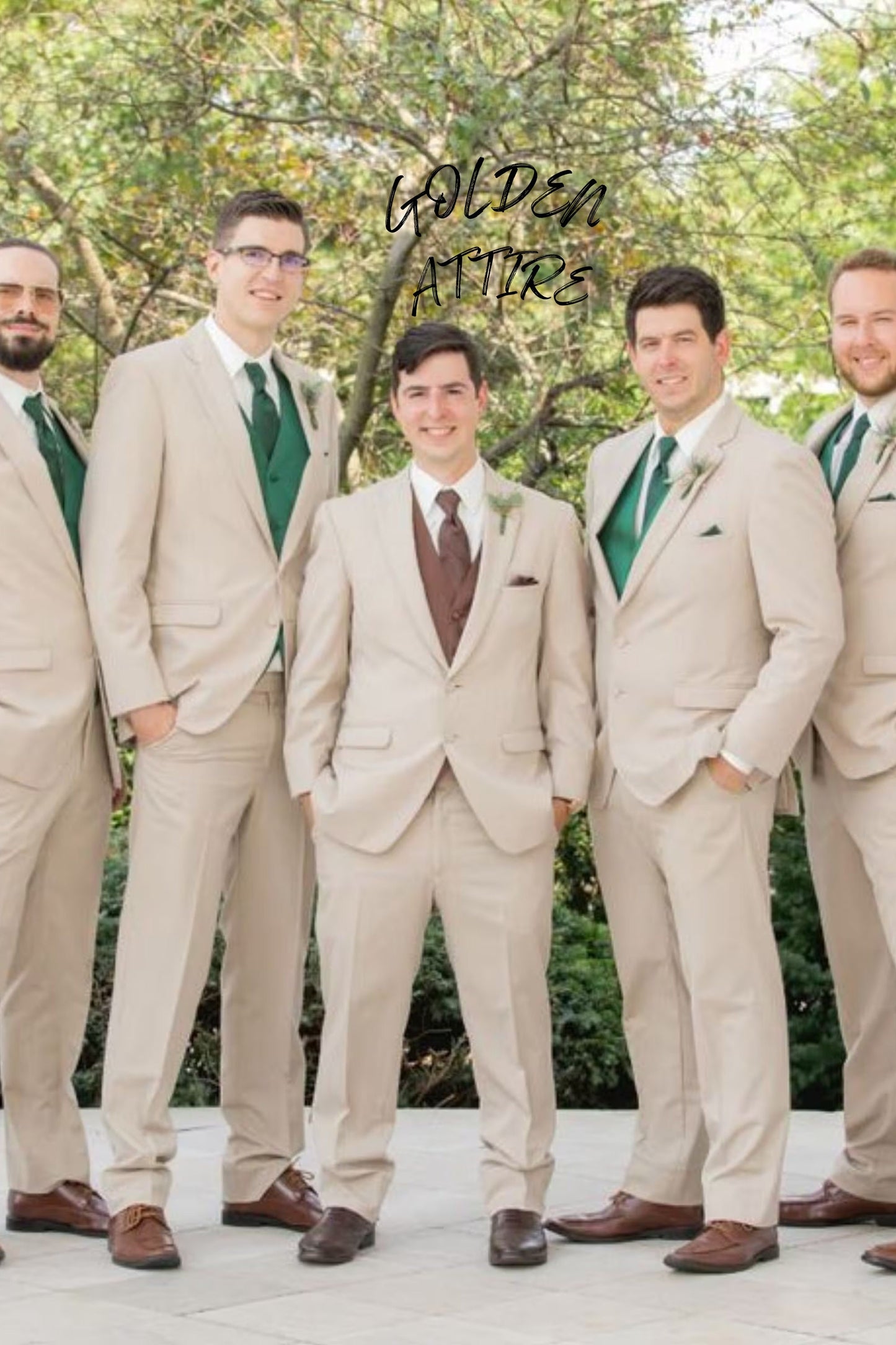 Beige Two-Piece Suit: Men's Custom Wedding Groom Tuxedo