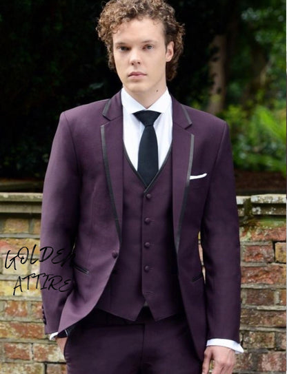UK & US - 3 Piece Purple Suits Men's Suit